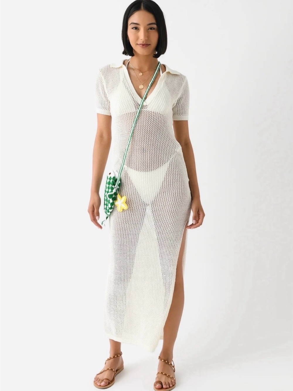 l*space White Sydney Knit Polo Swim Coverup